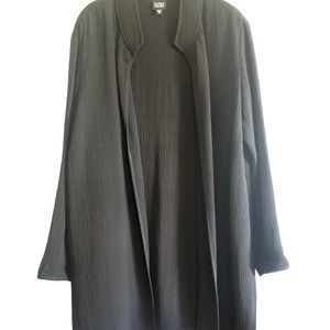 Eileen Fisher Black Textured Mid Length Jacket